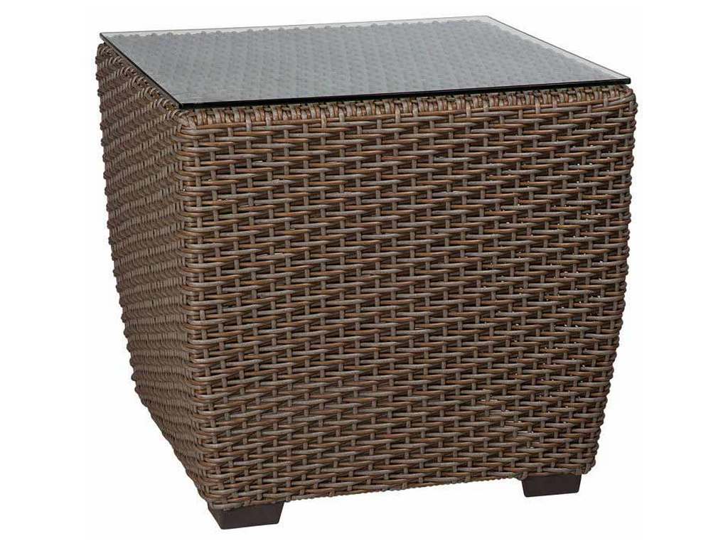 Woodard S592201 Augusta Woven Square End Table with Glass Top