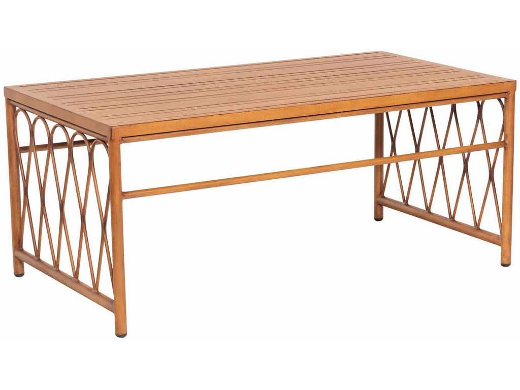 Woodard S650213 Cane   Coffee Table with Slatted Top