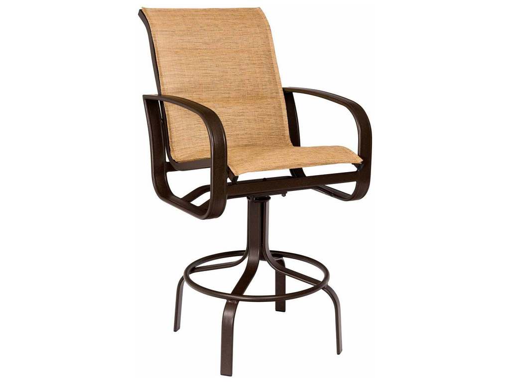 Woodard 2FH568 Cayman Isle Padded Sling Swivel Bar Stool