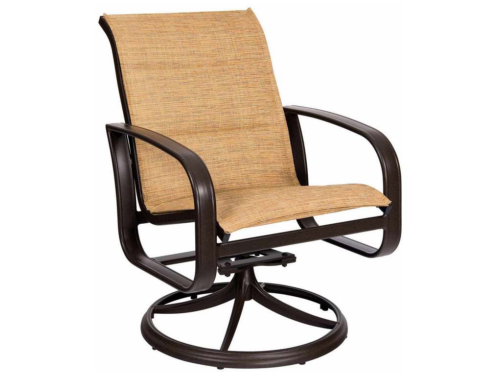 Woodard 2FX572 Cayman Isle Padded Sling Swivel Rocking Dining Armchair