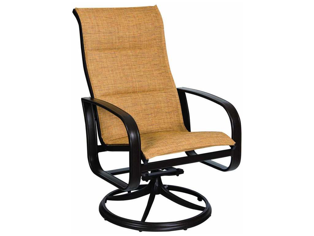 Woodard 2FX588 Cayman Isle Padded Sling High Back Swivel Rocking Dining Armchair
