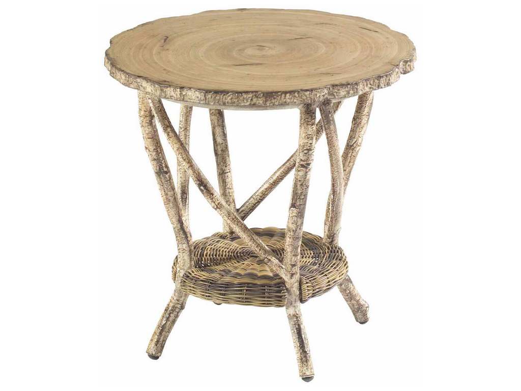 Woodard S545203 River Run End Table with Faux Birch Top