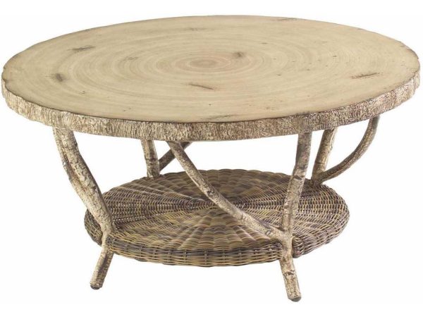 Woodard S545211 River Run Coffee Table with Faux Birch Top