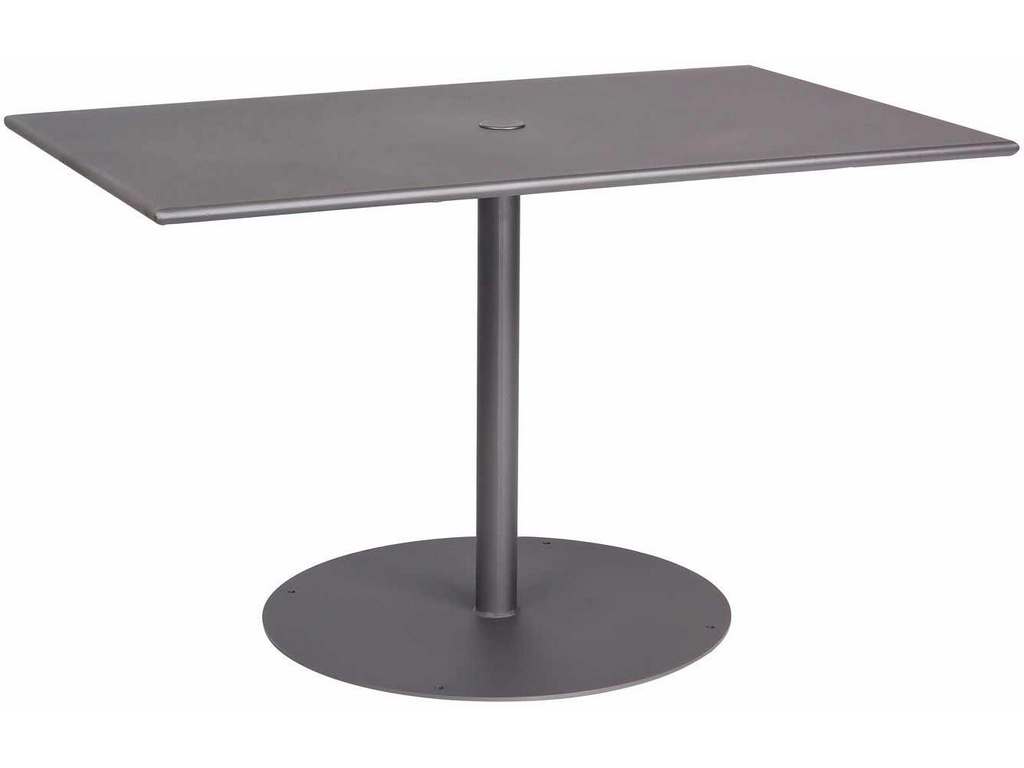 Woodard 13L3TU48  Solid Iron 48 inch x 30 inch Rectangular ADA Umbrella Table with Pedestal Base