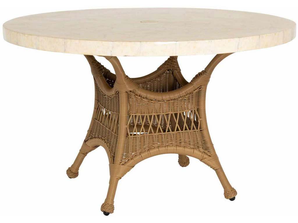 Woodard S596604 Sommerwind 48 inch Round Stone Top Umbrella Table