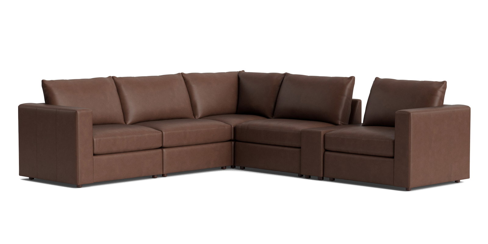 Bassett Furniture 2676-WLSECTL Beckham Track Arm Leather Modular Sectional with Console