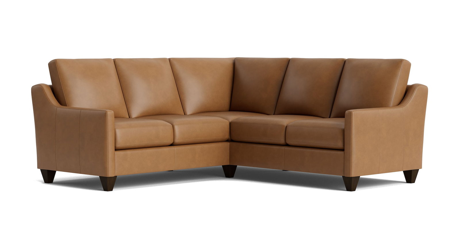 Bassett Furniture C900-L4161SFL True Custom Leather Slope Arm L-Shaped Sectional