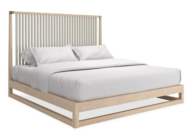 Caracole Furniture CLA-424-106 Pinstripe Slatted Queen Bed Light