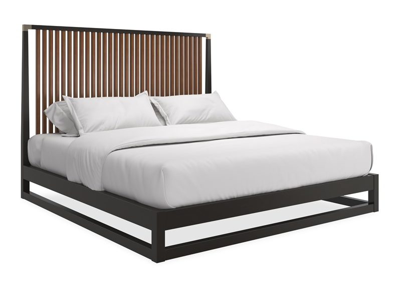 Caracole Furniture CLA-424-107 Pinstripe Slatted Queen Bed Dark