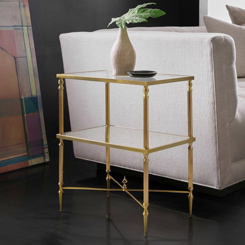 Modern History MH1189F01 Brass Side Table With Stretcher