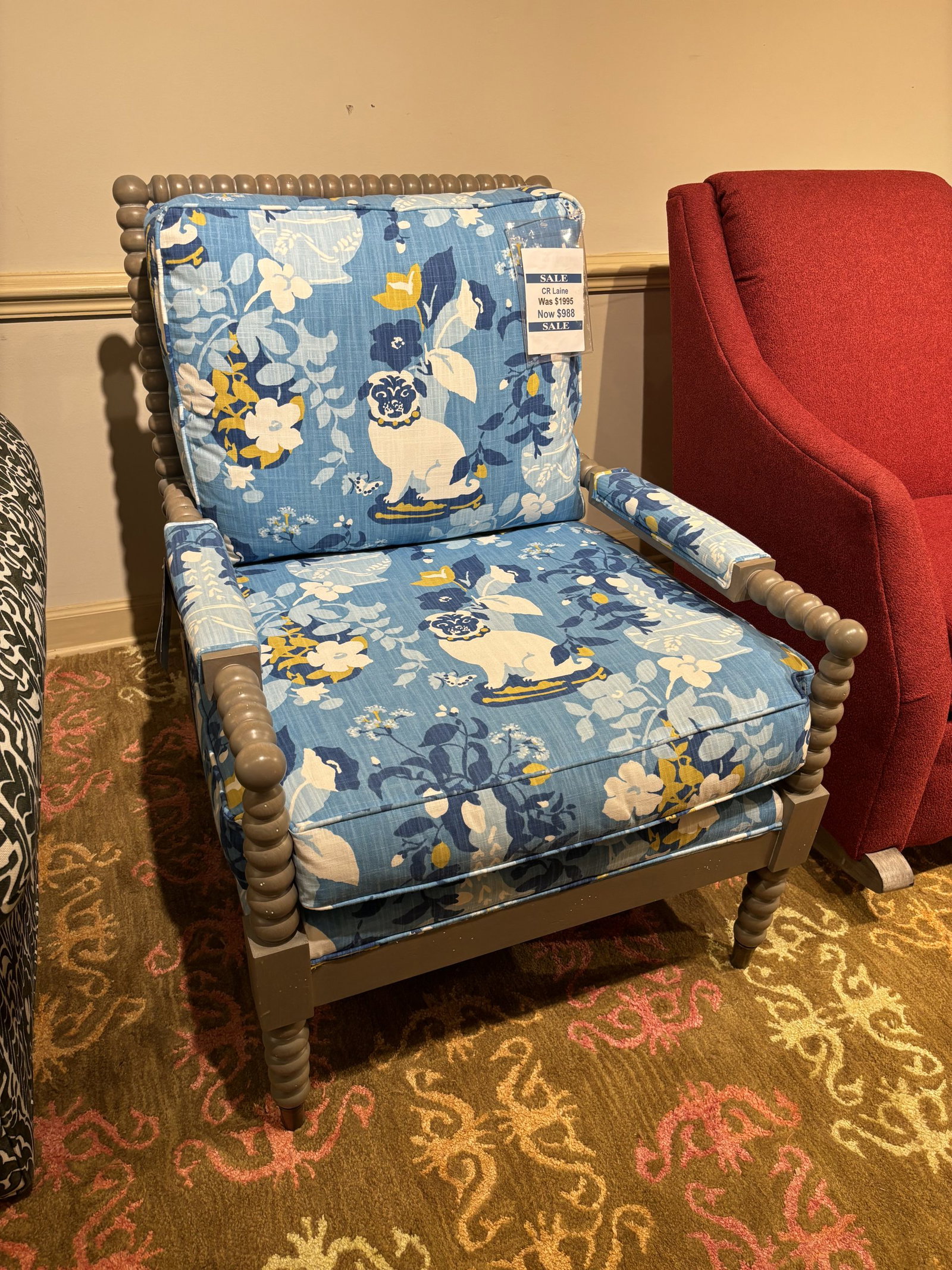 CR Laine 9125 Living Room Spool Chair and Ottoman