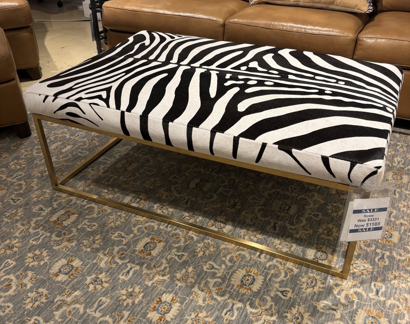 Rowe N980G-L-018 Gold Leather Cocktail Ottoman