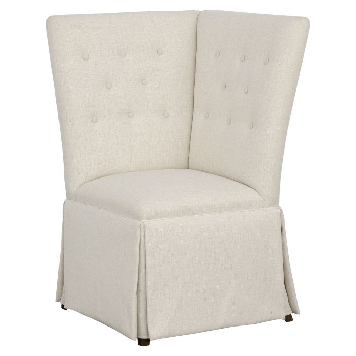 Fairfield Furniture 1273-29-T Straight Back Skirted Corner Chair Banquette,m with Legs in Tobacco Finish with buttons