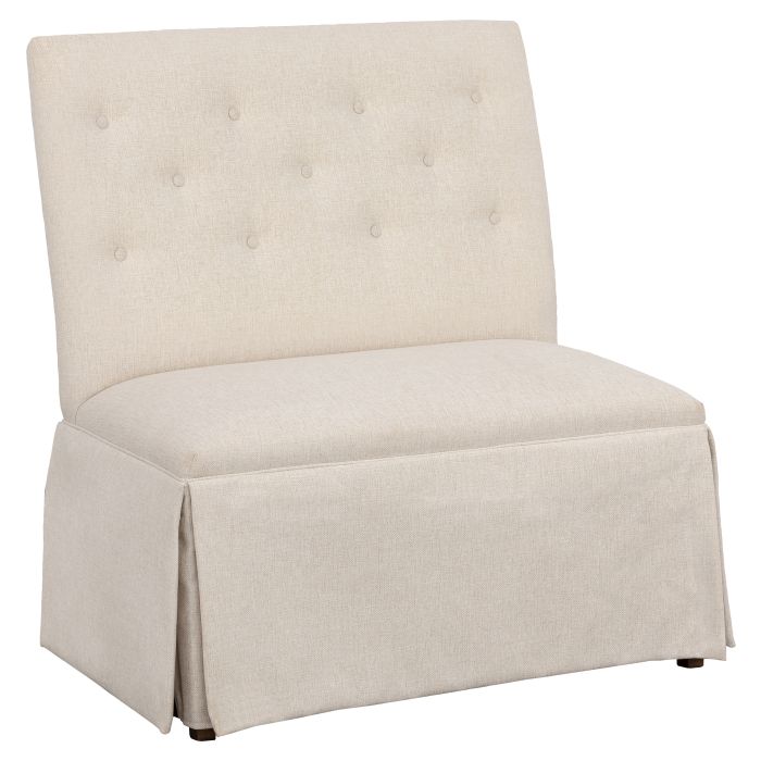 Fairfield Furniture 1273-36-T Straight Back Skirted Armless Banquette 36″, with Legs in Tobacco Finish with buttons