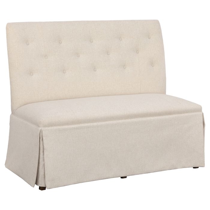 Fairfield Furniture 1273-48-T Straight Back Skirted Armless Banquette 48″, with Legs in Tobacco Finish with buttons
