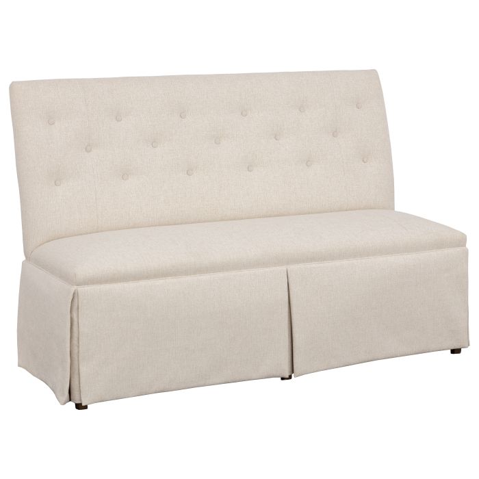 Fairfield Furniture 1273-60-T Straight Back Skirted Armless Banquette 60″, with Legs in Tobacco Finish with buttons