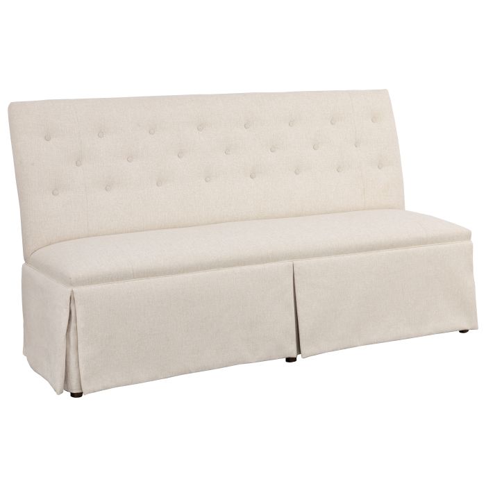 Fairfield Furniture 1273-72-T Straight Back Skirted Armless Banquette 72″, with Legs in Tobacco Finish with buttons