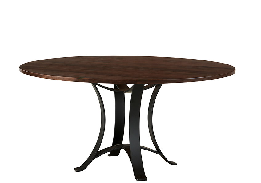Artisan and Post 150-060-200 Crafted Cherry 60 Inch Round Table with Metal Base Dark Cherry Finish