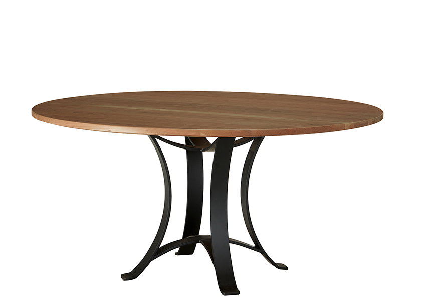 Artisan and Post 151-060-200 Crafted Cherry 60 Inch Round Table with Metal Base Medium Cherry Finish