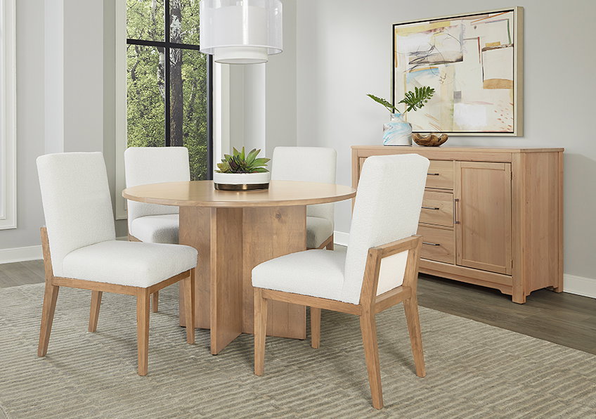 Artisan and Post 154-060-160 Crafted Cherry 60 Inch Round Table with Wood Base Bleached Cherry Finish