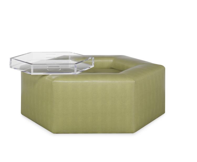 Highland House 1670-56C Menil Cocktail Ottoman – Acrylic Tray & Casters