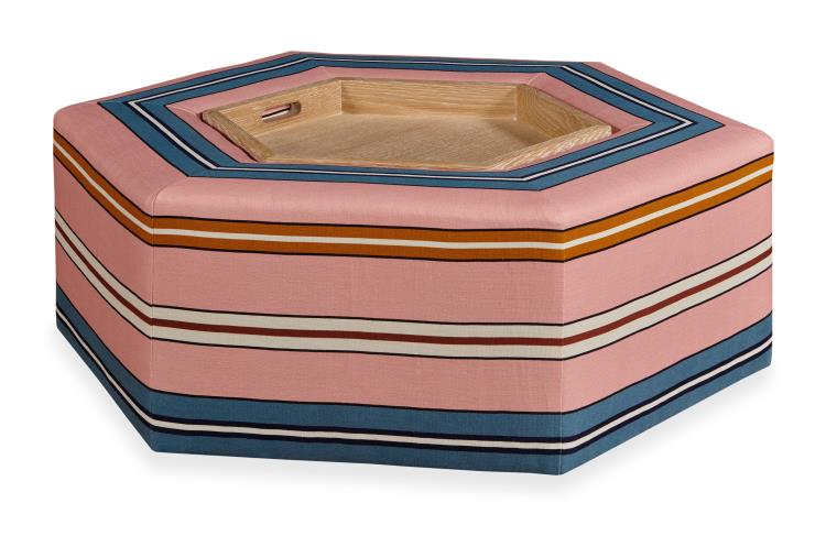 Highland House 1570-46C Menil Cocktail Ottoman – Oak Tray & Casters