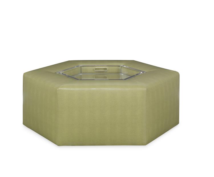 Highland House 1670-46C Menil Cocktail Ottoman – Acrylic Tray & Casters