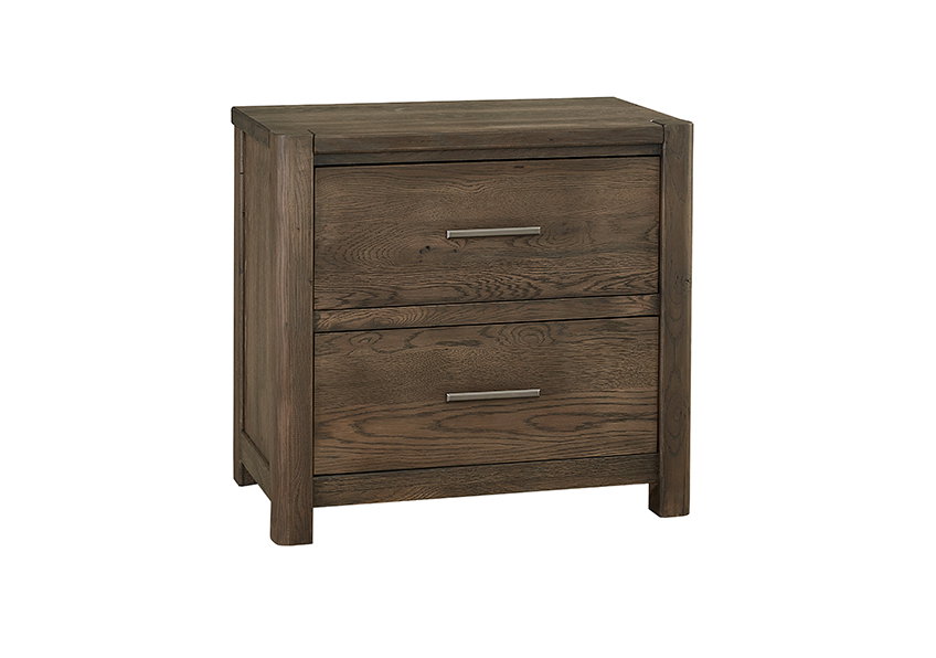Vaughan Bassett 793-227 Crafted Oak 2 Drawer Nightstand Aged Gray Finish