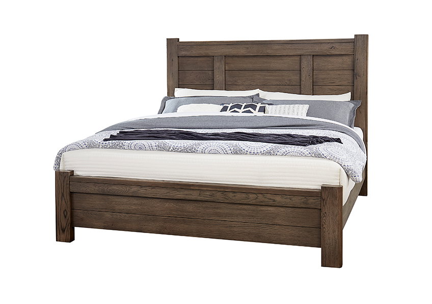 Vaughan Bassett 793-558-855-922 Crafted Oak Ben’s Queen Poster Bed Aged Gray Finish