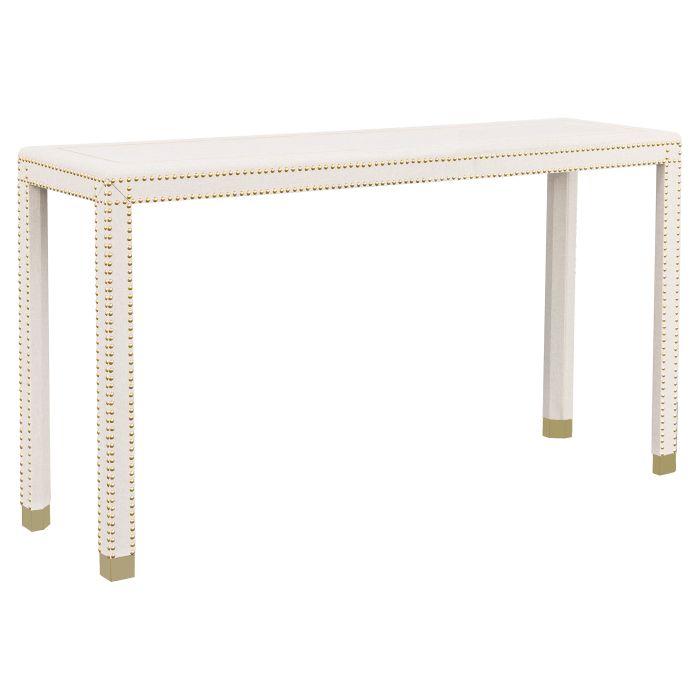 Fairfield Furniture 8007-96-6 Beverly Console Table, Faux Leather, Brass Finish