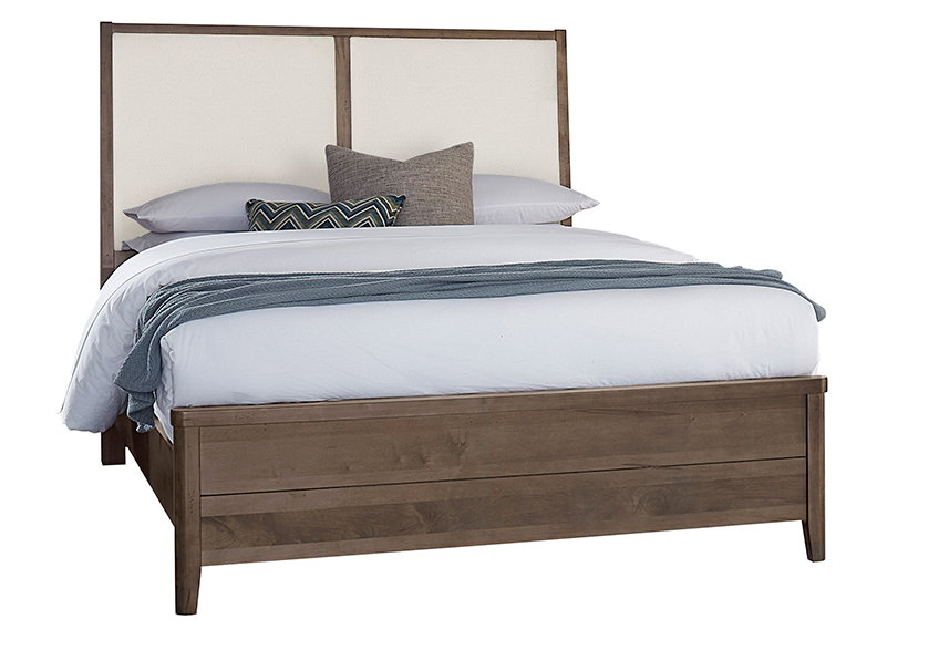 Vaughan Bassett 820-661-166-061-944-MS1 Woodbridge California King Upholstered Bed White Fabric Dark Cashmere Finish