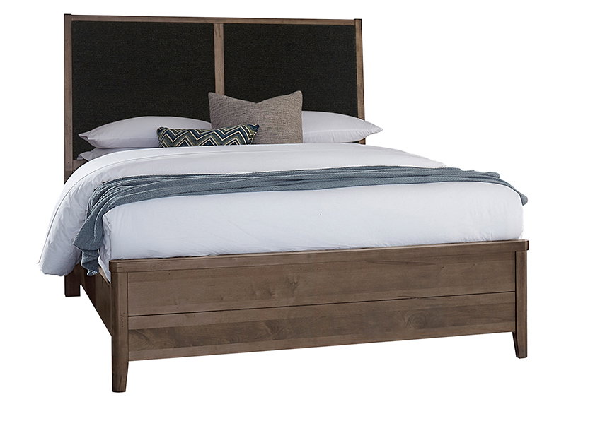 Vaughan Bassett 820-551-155-053-922 Woodbridge Queen Upholstered Bed Black Fabric Dark Cashmere Finish