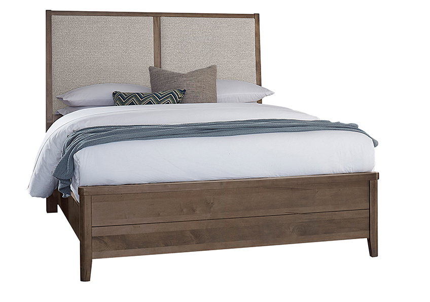 Vaughan Bassett 820-551-155-052-922 Woodbridge Queen Upholstered Bed Grey Fabric Dark Cashmere Finish