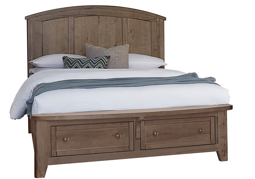 Vaughan Bassett 820-557-050B-502-555 Woodbridge Queen Arch Bed with Storage Footboard Dark Cashmere Finish
