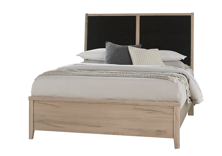 Vaughan Bassett 821-551-155-053-922 Woodbridge Queen Upholstered Bed Black Fabric Shadow Grey Finish Vaughan Bassett 821-551-155-053-922 Woodbridge Queen Upholstered Bed Black Fabric Shadow Grey Finish