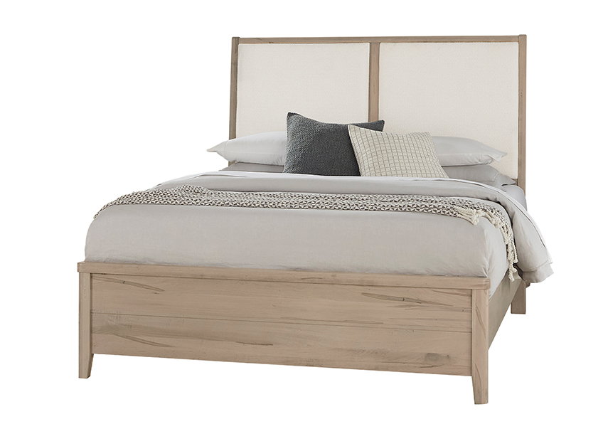 Vaughan Bassett 821-661-166-061-944-MS1 Woodbridge California King Upholstered Bed White Fabric Shadow Grey Finish