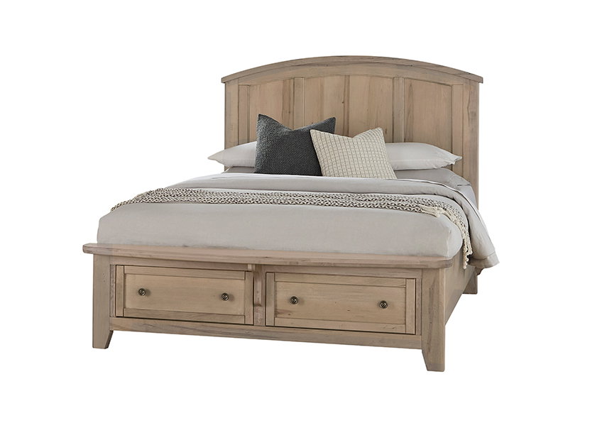 Vaughan Bassett 821-557-050B-502-555 Woodbridge Queen Arch Bed with Storage Footboard Shadow Grey Finish