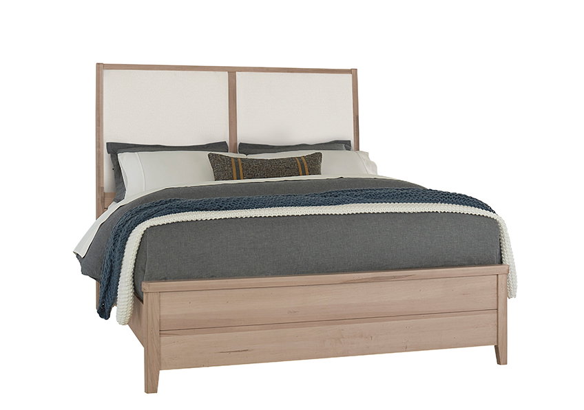 Vaughan Bassett 822-551-155-051-922 Woodbridge Queen Upholstered Bed White Fabric Clear Maple Finish