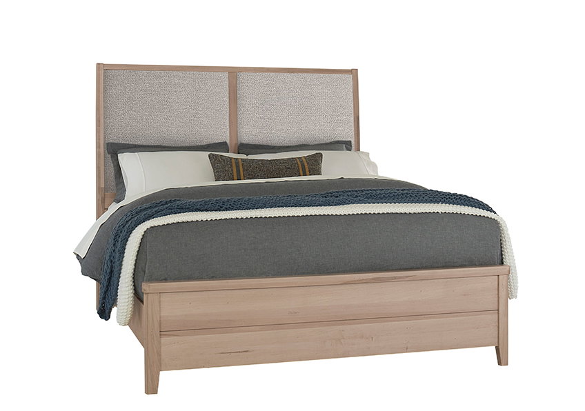 Vaughan Bassett 822-551-155-052-922 Woodbridge Queen Upholstered Bed Grey Fabric Clear Maple Finish Vaughan Bassett 822-551-155-052-922 Woodbridge Queen Upholstered Bed Grey Fabric Clear Maple Finish