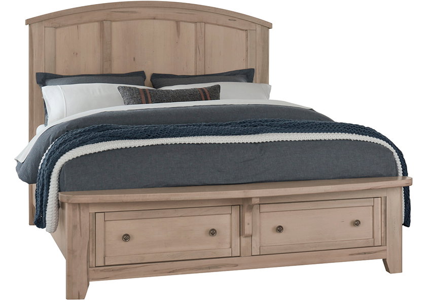 Vaughan Bassett 822-557-050B-502-555 Woodbridge Queen Arch Bed with Storage Footboard Clear Maple Finish