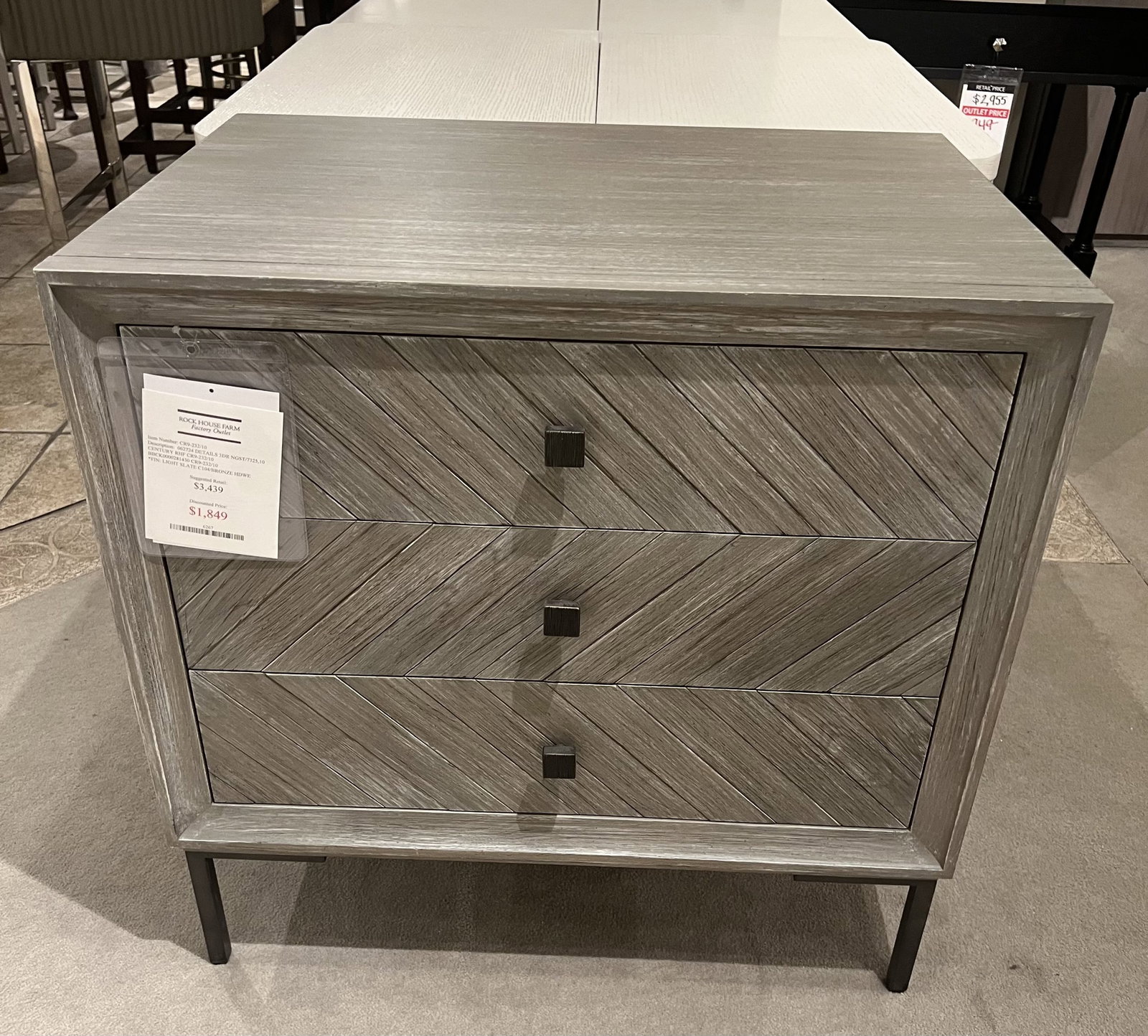 Century CR9-232 Three Drawer Small Nightstand