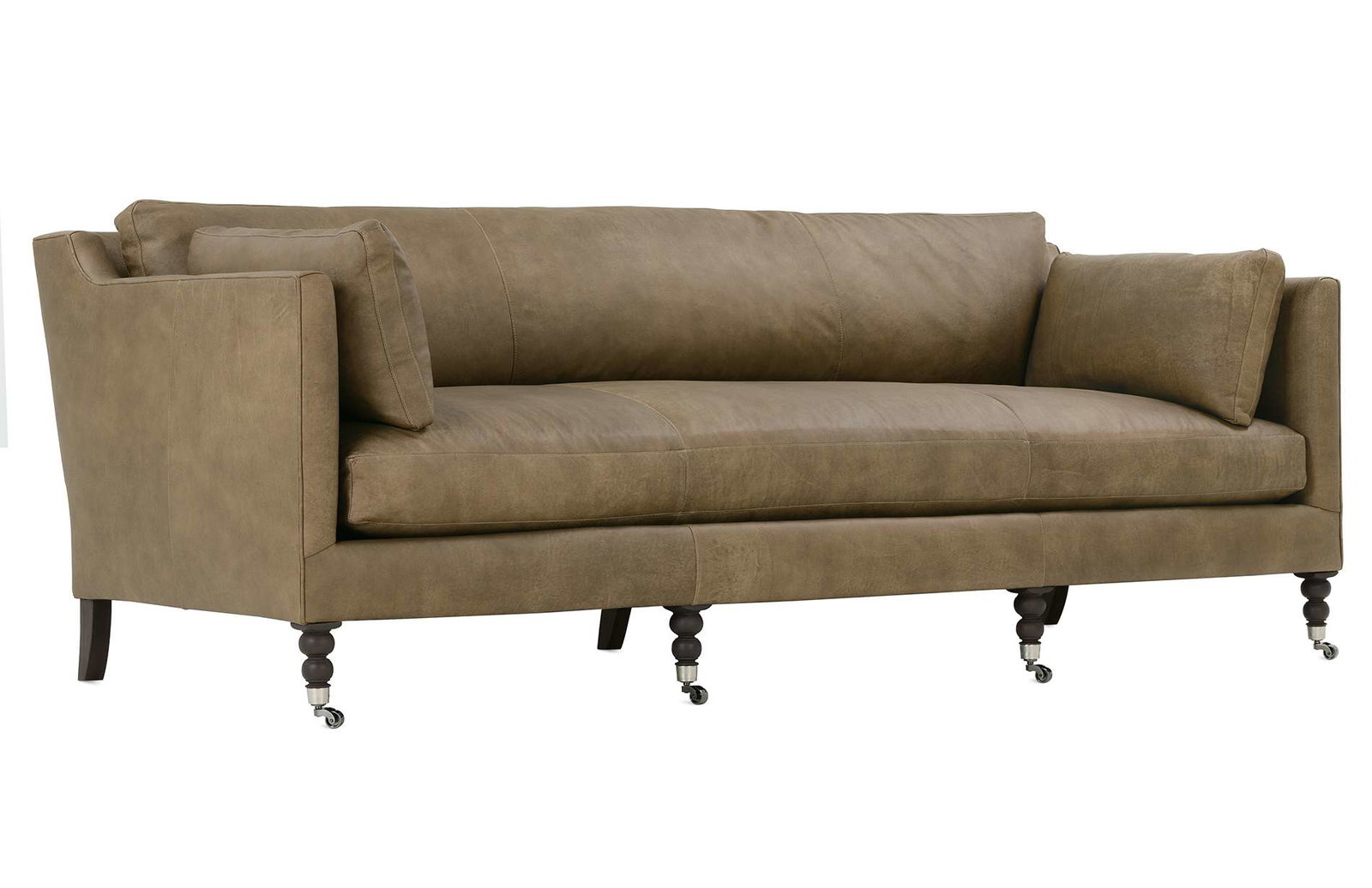 Rowe Furniture MADELINE-L-033-55 Madeline 90 Inch Express Mushroom Leather Sofa