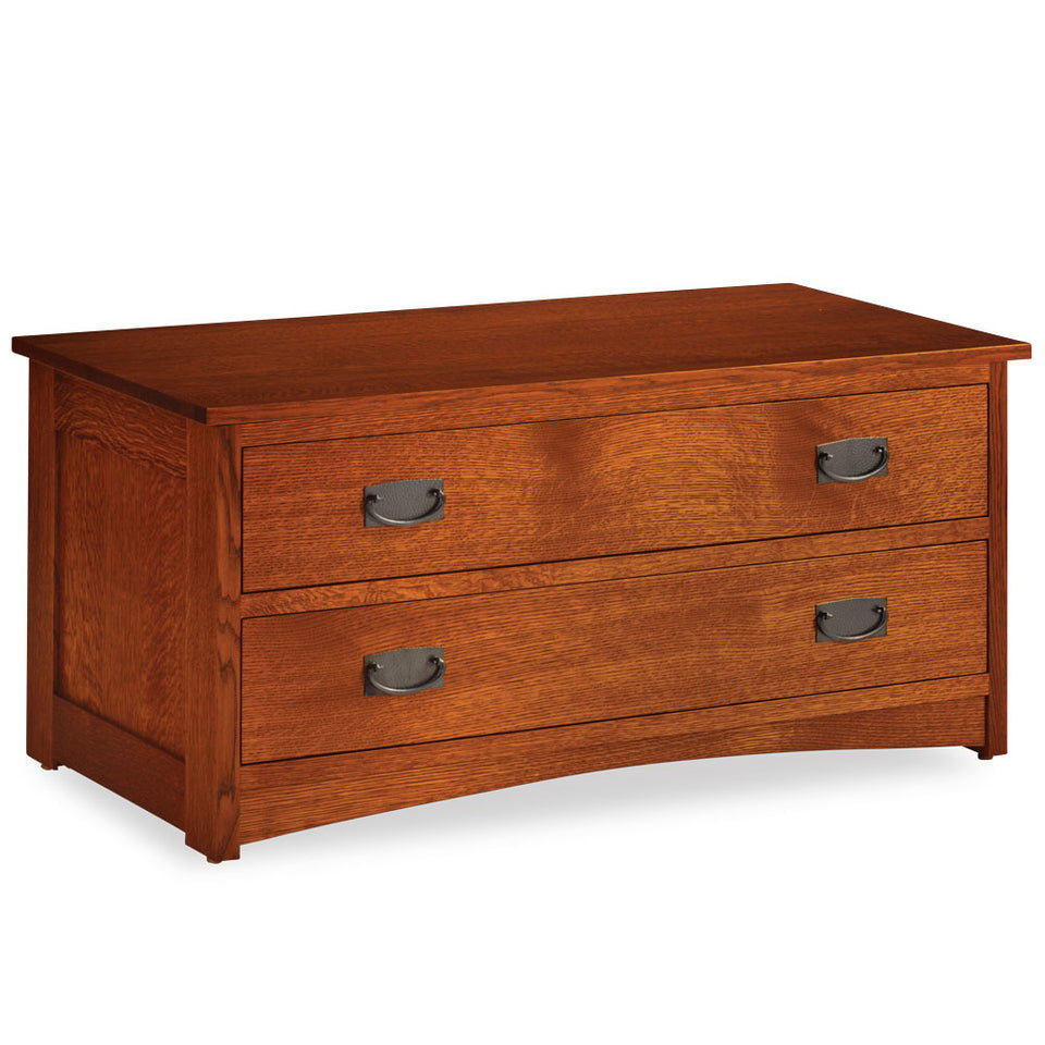 Simply Amish EC155BC-W Prairie Mission Blanket Chest with False Fronts w/ Wood Seat