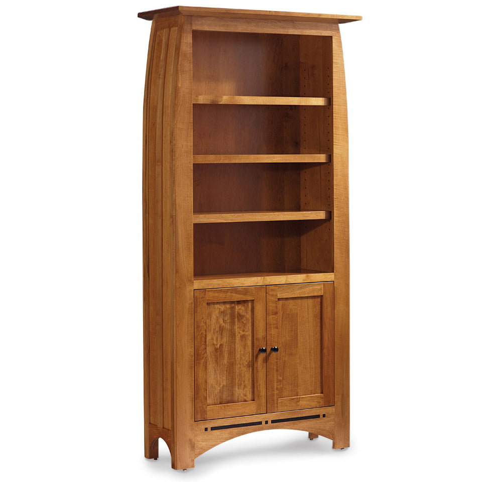 Simply Amish ECABC-OWD-3680 Aspen Tall Bookcase with Wood Doors on Bottom and Inlay Simply Amish ECABC-OWD-3680 Aspen Tall Bookcase with Wood Doors on Bottom and Inlay