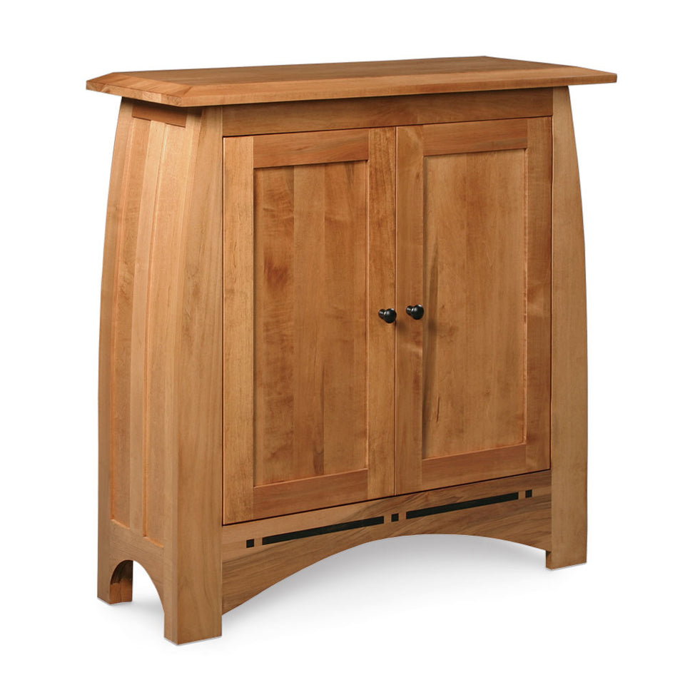 Simply Amish ECABC-OWD-3640 Aspen Short Bookcase with Wood Doors and Inlay