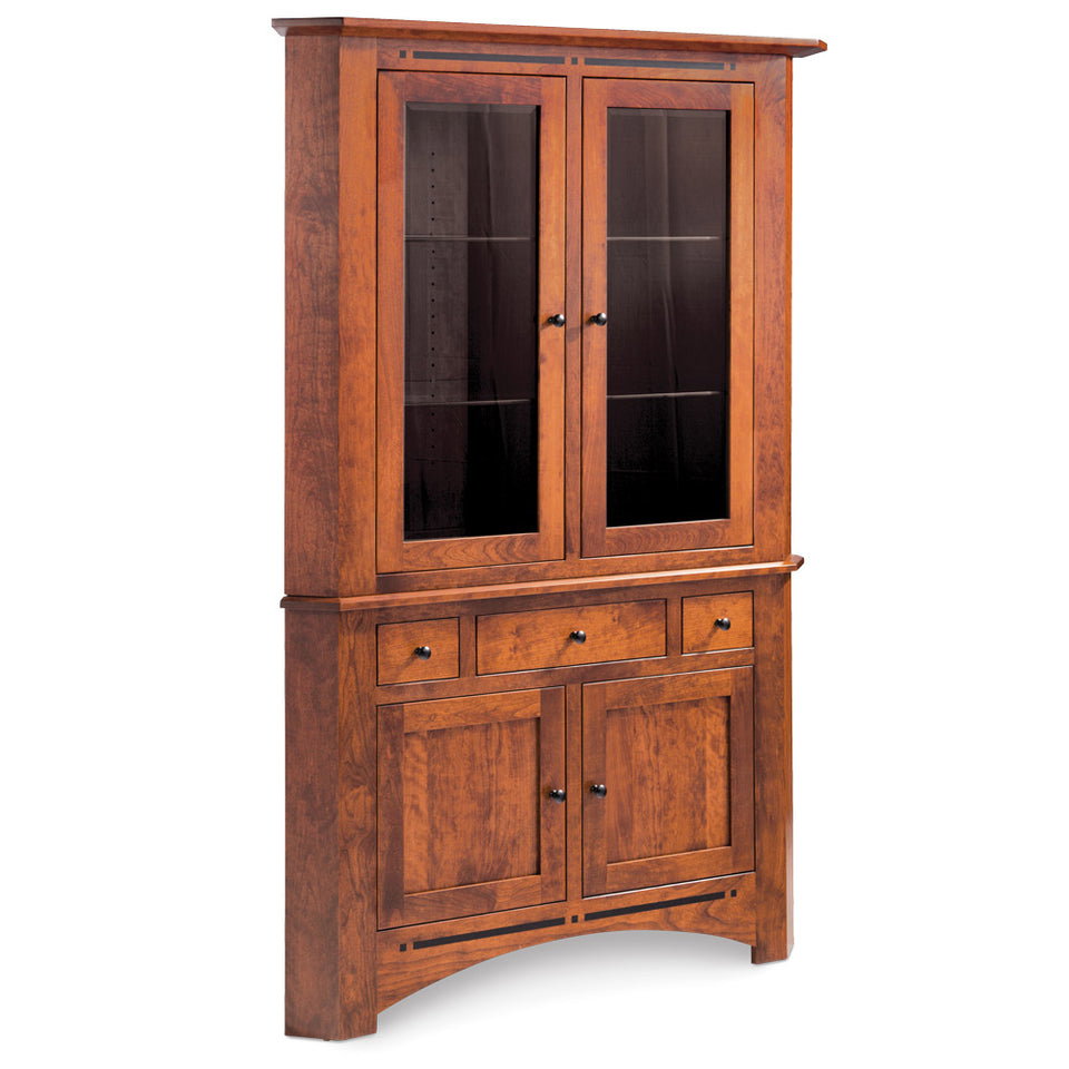 Simply Amish ESASP-S02/ESASP-B02A Aspen Closed Corner Hutch with Inlay, Medium
