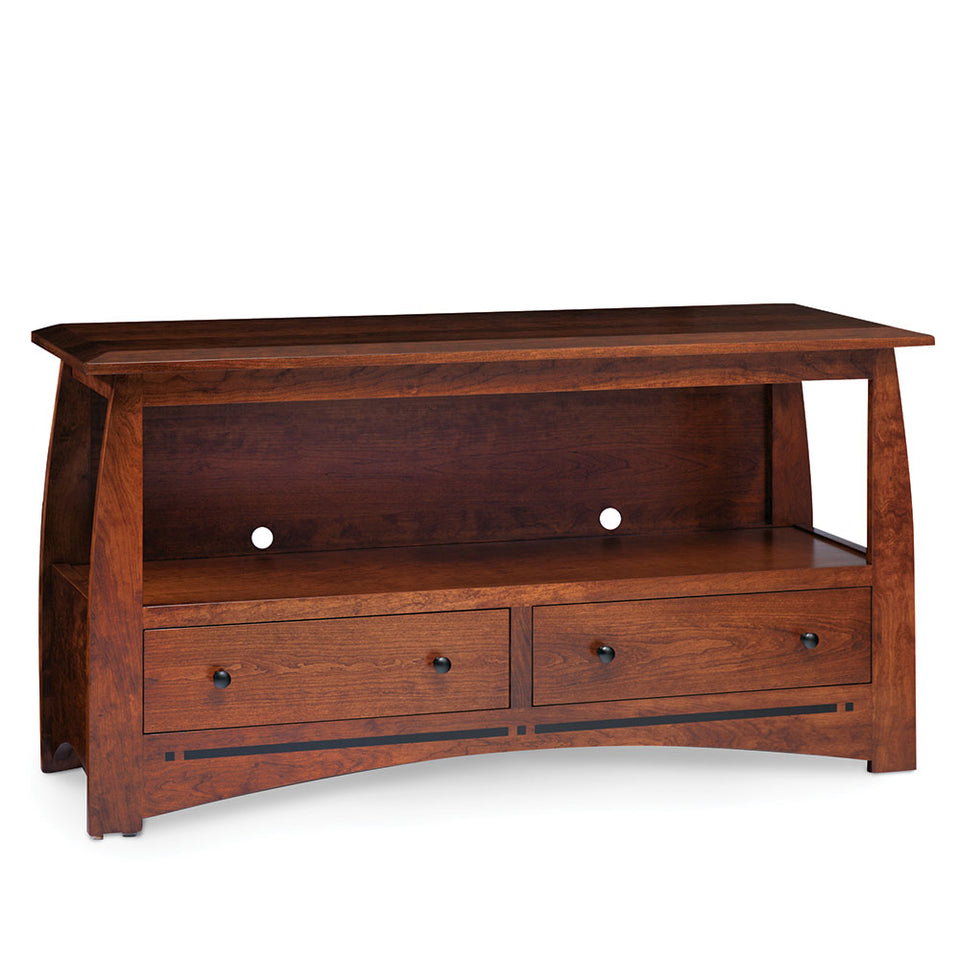 Simply Amish ECALO2DTVS Aspen 2-Drawer Open TV Stand with Inlay, 60"