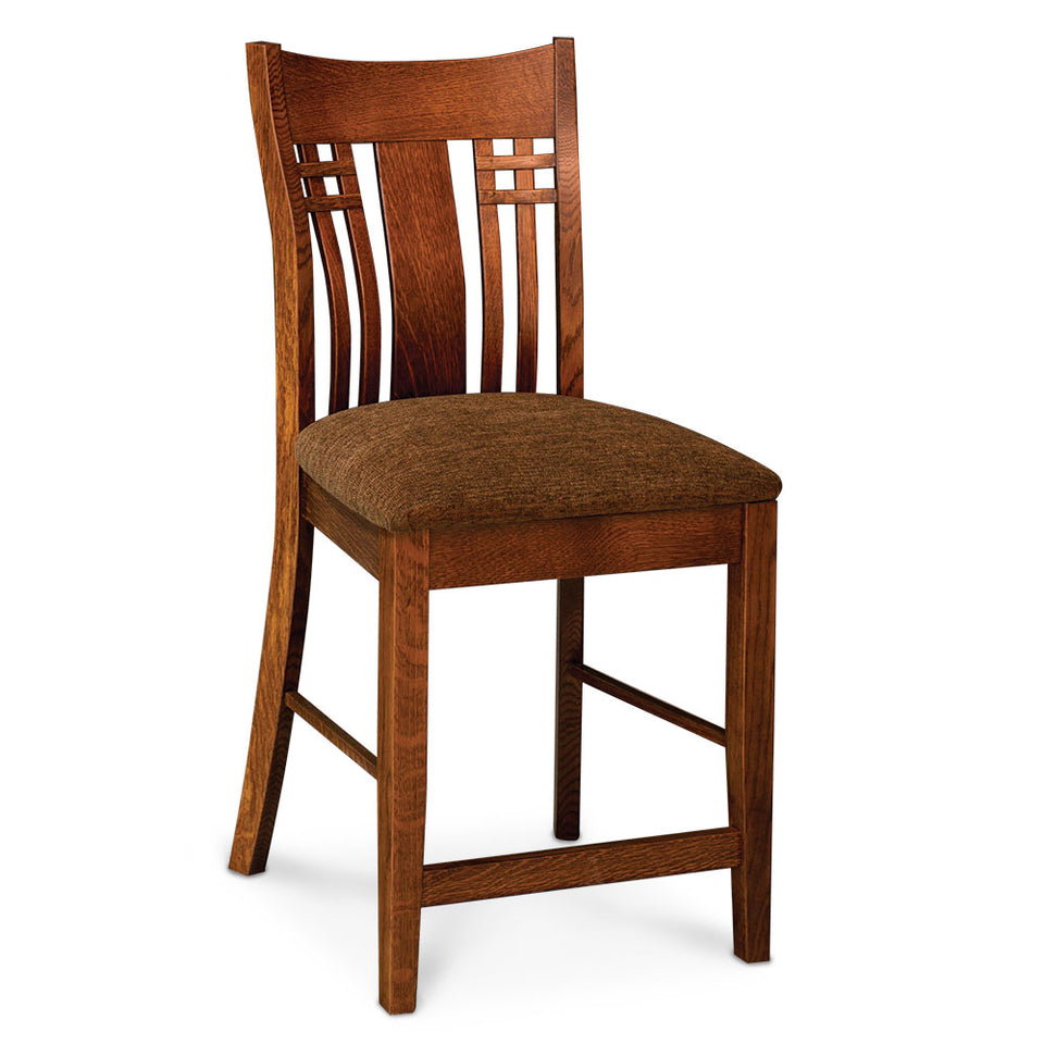 Simply Amish ECBRL-04C-F Bradley Stationary Barstool, 24" Seat Height w/ Fabric Cushion Seat Simply Amish ECBRL-04C-F Bradley Stationary Barstool, 24" Seat Height w/ Fabric Cushion Seat