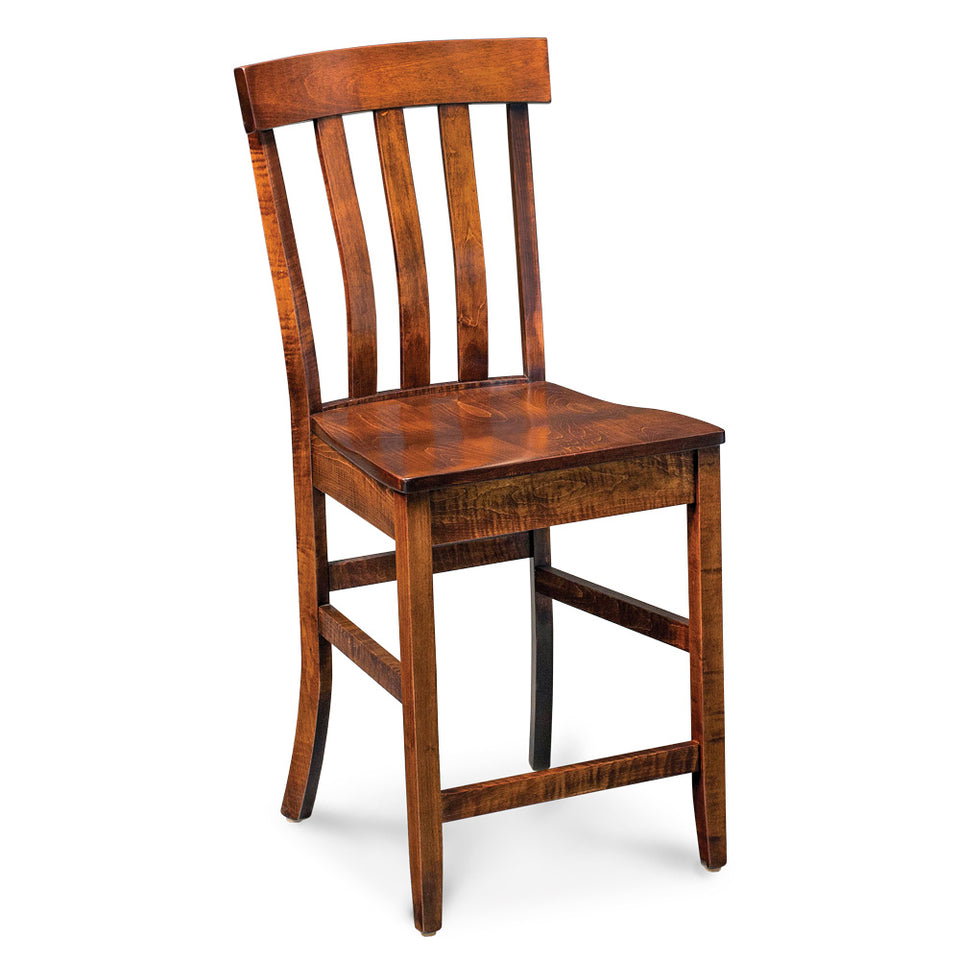 Simply Amish ECFRE-04B-L Fremont Stationary Barstool, 30″ Seat Height w/ Leather Cushion Seat