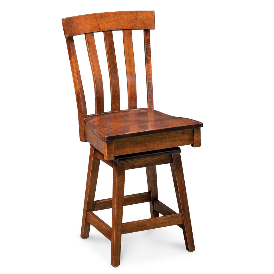 Simply Amish ECFRE-06B-L Fremont Swivel Barstool, 30″ Seat Height w/ Leather Cushion Seat